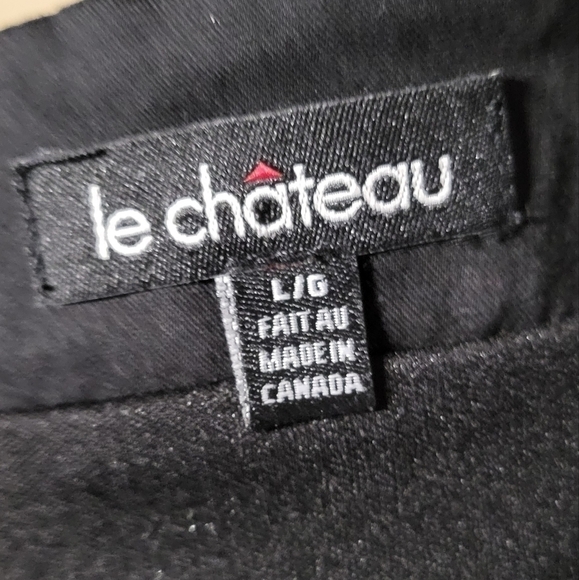 Le château cocktail dress Large  bodycon cotton mini made in Canada blue & black - Picture 4 of 8